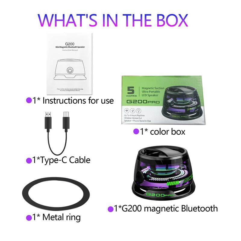 G200PRO Magnetic Bluetooth Speaker - Gifts Ideas - Phone Stand Bluetooth Speaker Magnet to Iphone, Android, Golf Cart & Anything Metal - Small Portable Speaker with RGB for Camping, Party, Desk#Fathersdaygifts