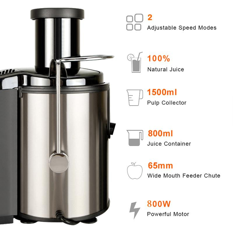 800W Electric Juicer – Wide Mouth, Easy to Clean, High Juice Yield, Perfect for Fruits & Veggies