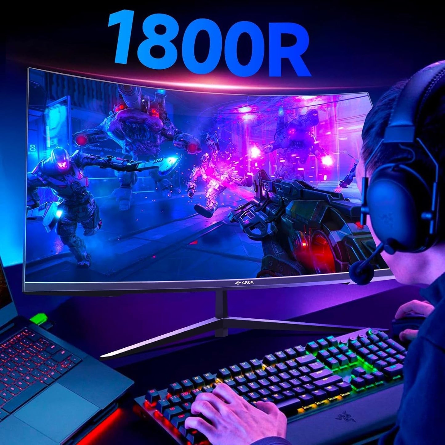27 Inch Curved Gaming Monitor,Full Hd(1920X1080P) VA Panel 1800R 165/200Hz
