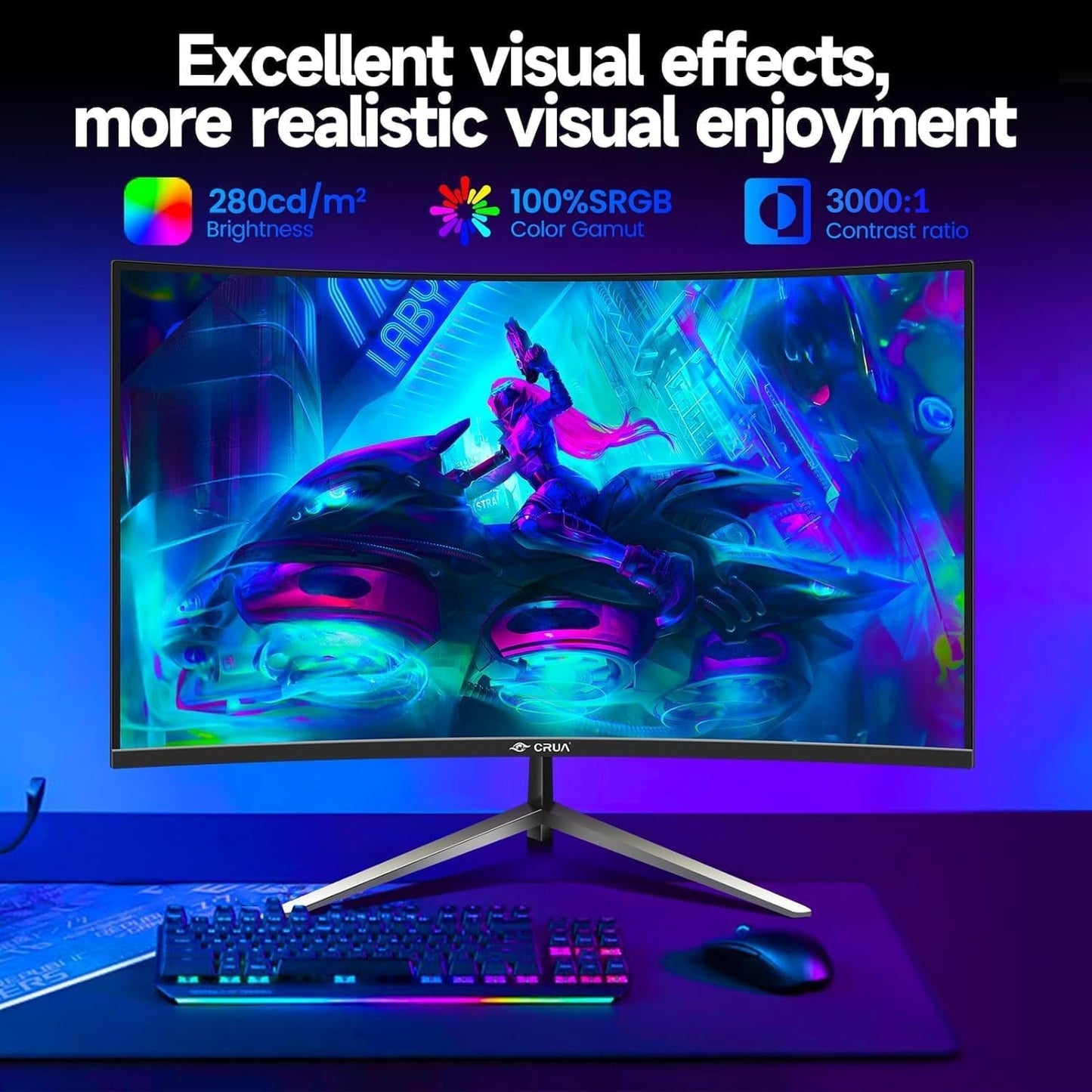27 Inch Curved Gaming Monitor,Full Hd(1920X1080P) VA Panel 1800R 165/200Hz