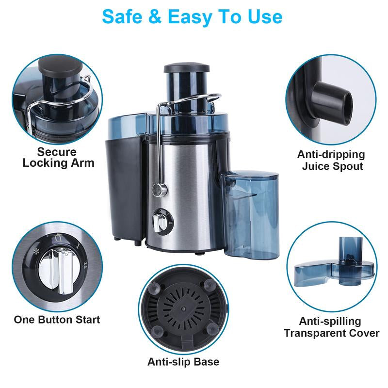 800W Electric Juicer – Wide Mouth, Easy to Clean, High Juice Yield, Perfect for Fruits & Veggies