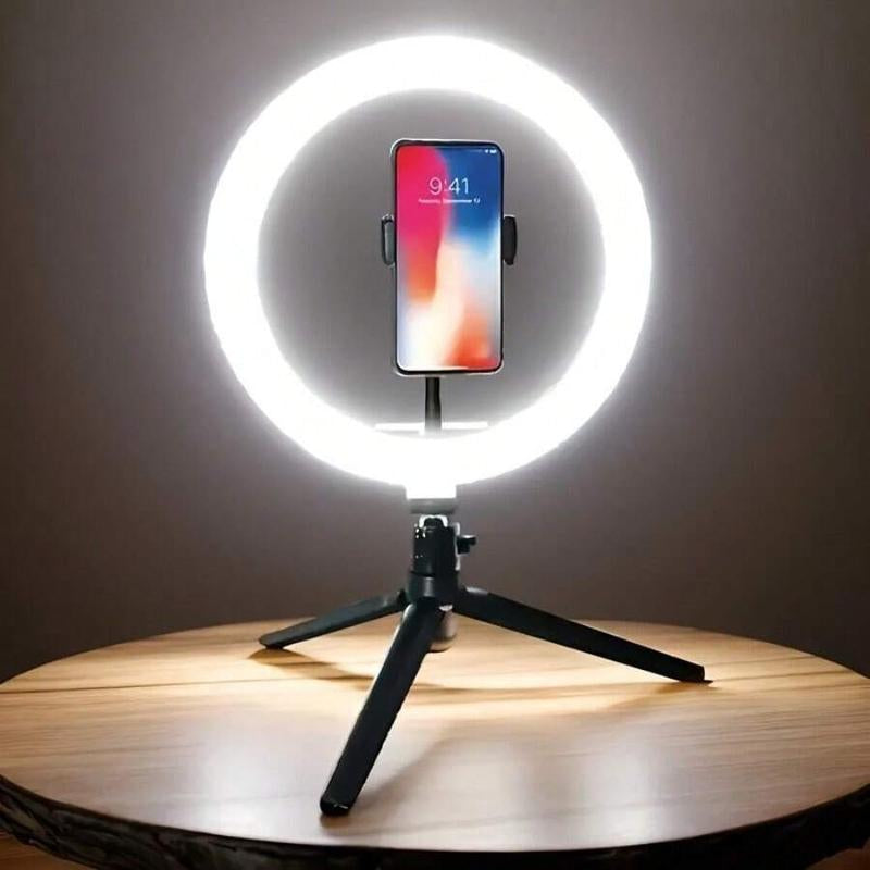 1 Piece Dimmable 10Inch LED Ring Light Adjustable Color Temperature - USB Powered Studio Lighting with 120 Leds, 360° Rotating Gooseneck Tripod and Phone Stand for Vlogging, Photography, and Live Streaming