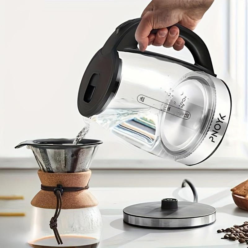 Electric Kettle Water Boiler, 2.0L Glass Tea Kettle with Wide Opening, Bright Blue LED Light,Glass Black, Auto Shut-Off & Boil-Dry Protection, 360° Swivel Base & Drip-Free Spout – Black,And Drip-Free Spout Outdoorfun Heaters