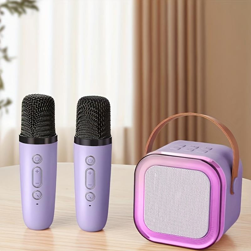 Mini Bluetooth Karaoke Machine, Portable Speaker with 2 Wireless Microphones, Gift for Girls Boys Aged 4,5,6,7,8,9,10,12,14+, Birthday Party & Funny Gift & Toddler Girl Stuff