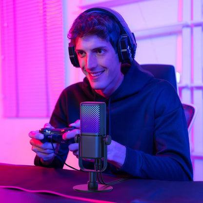 TONOR TCX3 Xbox Gaming Microphone - RGB Condenser Streaming Mic with Low Noise, Fast Charging, One Tap Mute, Compatible with Capture Card, 1.45 Pounds Cable Connection