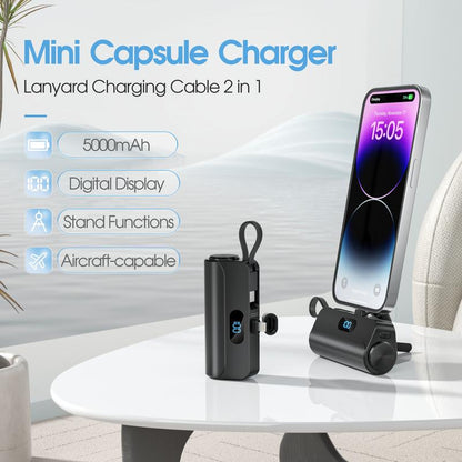 Portable Charger for Iphone,Mini Portable Charger Power Bank 5000Mah,Mini Cute Power Bank with Built-In Cables,Compact PD 5V/2.0A Fast Charging Battery Pack Compatible for Iphone 14/14 Plus/Pro Max/13/12/12 Mini/11/Xs/Xr/X/8/7/6/6S//Samsung/Huawei Andriod