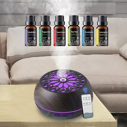 550Ml Smart Diffuser with 6 Oils App Remote, Custom Timer & RGB Lighting for Modern Home Decor Air Purifier Essential Oil Aroma Diffuser D Is Ff User Aroma Diffuser Humidifier Aromatherapy Oil Wood Grain Design round Household