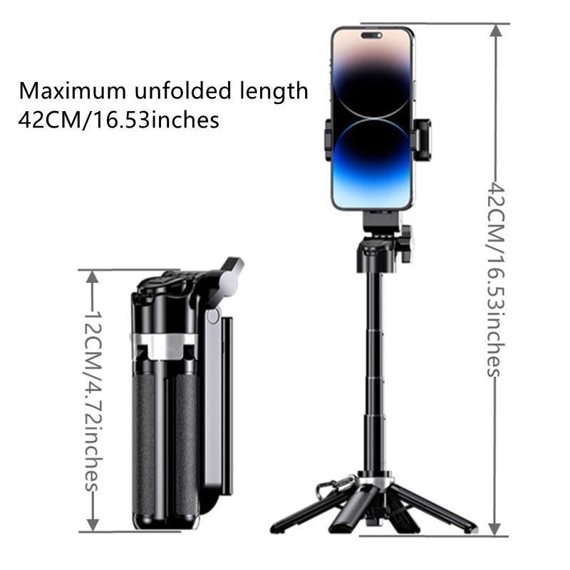 2025 New 4-In-1 Multifunctional Mini Selfie Stick with 360° Rotation Compact Stylish Wireless Bluetooth Control Magnetic Phone Holder for Selfies Video Recording Vlogging Compatible with Most Phones - Stabilizer Camera,Maxinum Extend to 16 Inches