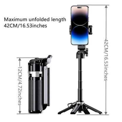 2025 New 4-In-1 Multifunctional Mini Selfie Stick with 360° Rotation Compact Stylish Wireless Bluetooth Control Magnetic Phone Holder for Selfies Video Recording Vlogging Compatible with Most Phones - Stabilizer Camera,Maxinum Extend to 16 Inches