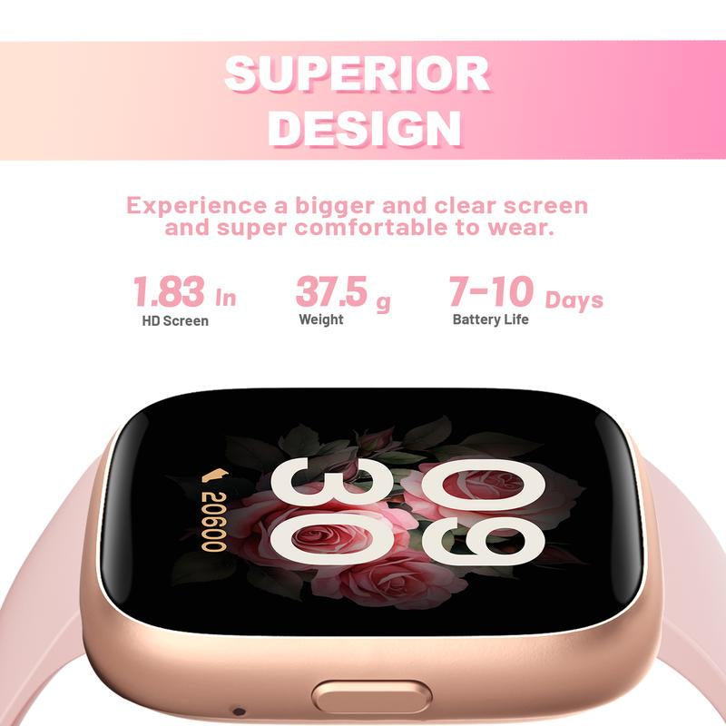 TOOBUR Multifunctional Touch Screen Smartwatch Fitness Tracker with 100+ Sports Modes,Bt Call Function,Activity Tracker Messages Reminder Smart Watch for IOS & Android,Wearable Devices Smartwatch for Men Women