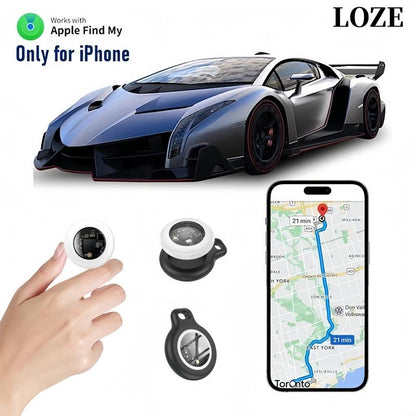 LOZE GPS Tracker, Pet Tracker, Car GPS Tracker, Mini Tracker, Clear Front Cover Design with Weatherproof Case - No Fee to Use - Best Invisible GPS Tracker, Anti-Lost Device, Works with Apple Find My (Ios Only)