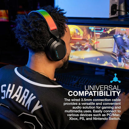 Jlab Nightfall Gaming Headset, Flip-To-Mute Rotating Boom Mic, 50Mm Drivers, Wired 3.5Mm for PC, PS5, PS4, Xbox Series X/S, Xbox One, Switch,