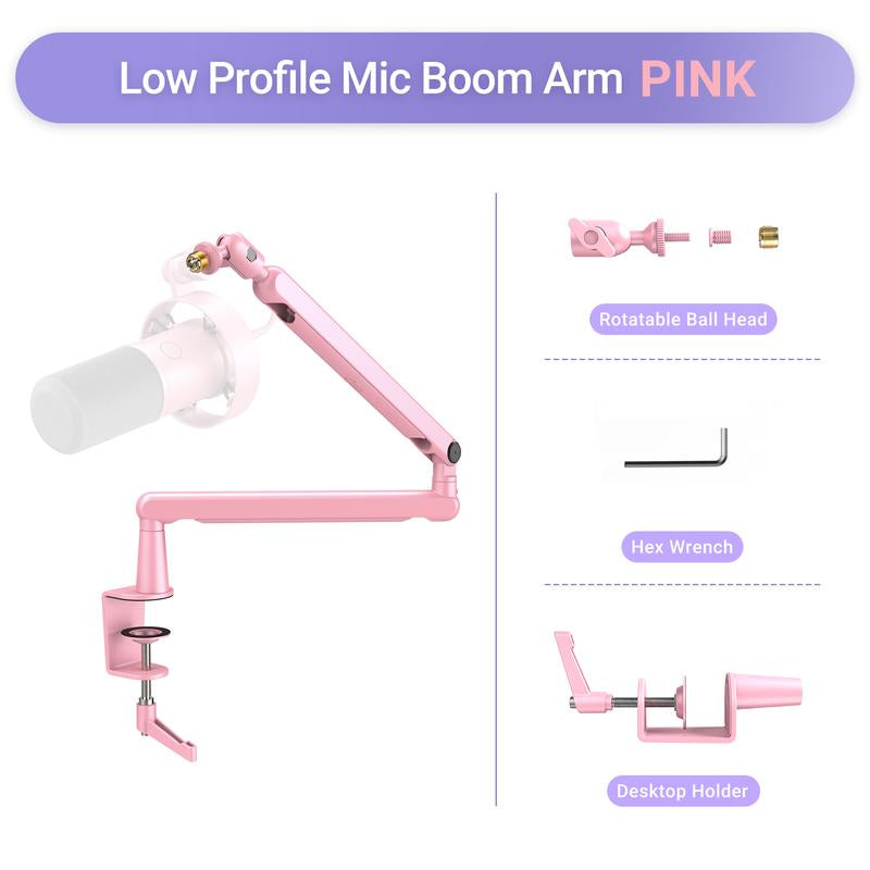 FIFINE BM88 Low Profile Microphone Boom Arm, Adjustable Stick Microphone Arm Stand with Desk Mount Clamp, Screw Adapter, Cable Management, for Podcast Audio Streaming Gaming Studio, Dealsforyoudays