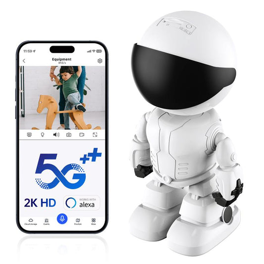3MP 5G&2.4Ghz Wifi Camera with Motion Detection and Two-Way Audio for Home Security - Wireless, Automatic Cable Monitoring Phone