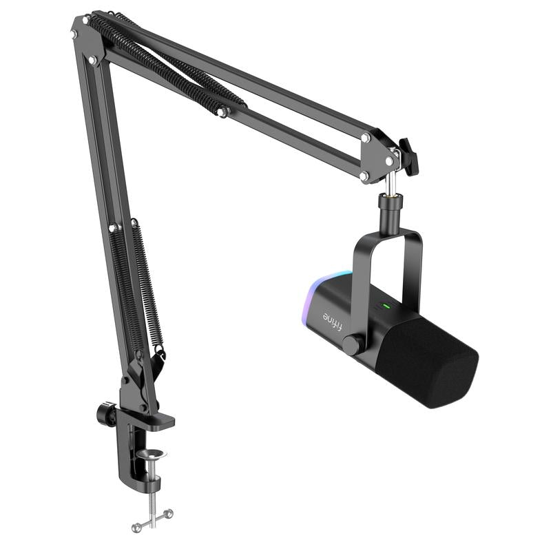 FIFINE AM8 XLR/USB Gaming Microphone with Boom Arm Stand, Dynamic PC Mic for Streaming Podcasting, Computer RGB Mic Kit, Mute Button, Headphones Jack, for Recording Vocal Voice-Over Audio, for Smartphone