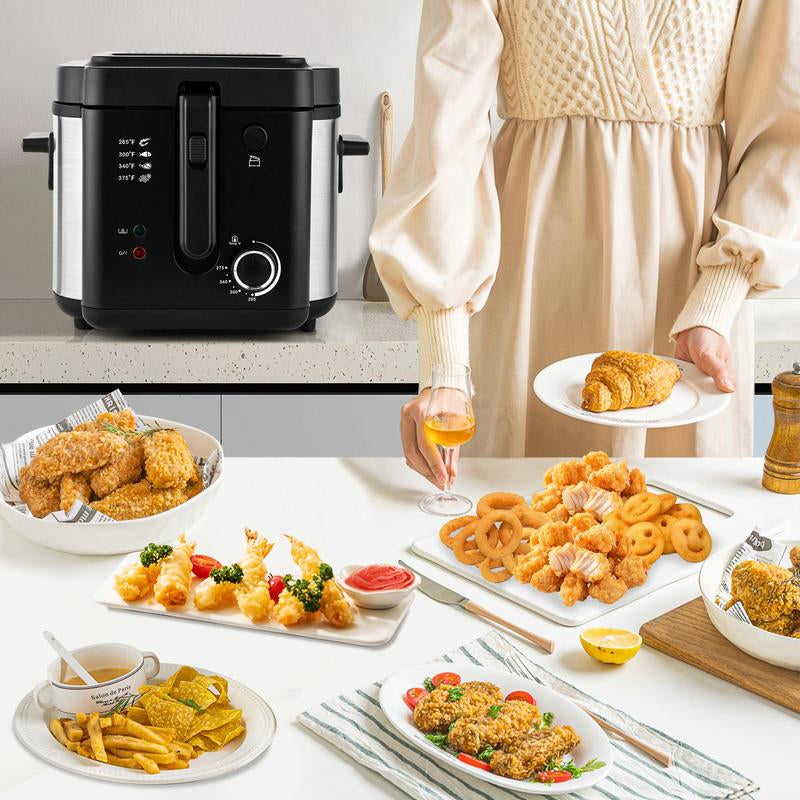Susteas 1500W Electric Fryer with Removable Lid – Choose 1.5L or 2.5L Capacity, Adjustable Temp Control, Fast Heating & Easy-Clean Non-Stick Pot. Perfect for Kitchen Cooking!