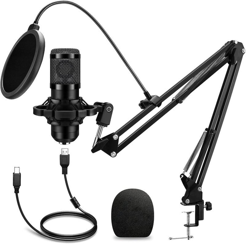 USB Gaming Microphone Pc,Professional Cardioid 192Khz/24Bit Plug & Play Mic Recording Microphone Kit with Advanced Chipset,For Streaming, Podcast, Studio and Singing