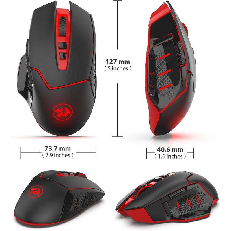 Redragon M690-1 Wireless Gaming Mouse with DPI Shifting, 2 Side Buttons, 2400 DPI, Ergonomic Design, 8 Buttons-Black