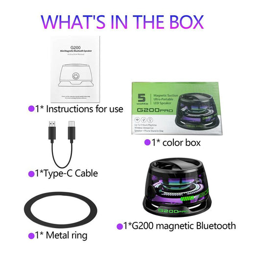 G200PRO Magnetic Bluetooth Speaker - Gifts Ideas - Phone Stand Bluetooth Speaker Magnet to Iphone, Android, Golf Cart & Anything Metal - Small Portable Speaker with RGB for Camping, Party, Desk#Fathersdaygifts