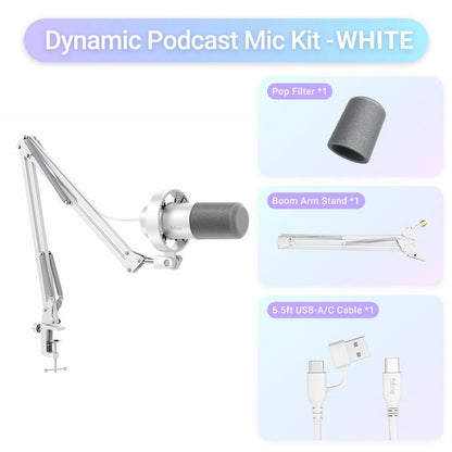 FIFINE K688CT USB/XLR Dynamic Podcast Microphone – Pro Mic Kit with Adjustable Boom Arm, Mute & Monitor for Streaming, Gaming, Vocal & Music Recording Audio, for PC Smartphone Mixer