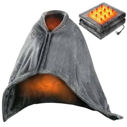 Portable USB Heated Blanket Shawl - 63'' X 33.5'' Wearable Electric Throw with 20000Mah Battery Pack | Adjustable 3 Heating Levels & Fast Heating | Machine Washable Dual-Sided Velvet Soft Wrap for Indoor/Outdoor Use at Home/Office/Travel