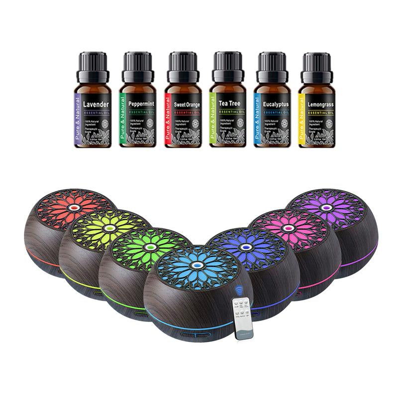 550Ml Smart Diffuser with 6 Oils App Remote, Custom Timer & RGB Lighting for Modern Home Decor Air Purifier Essential Oil Aroma Diffuser D Is Ff User Aroma Diffuser Humidifier Aromatherapy Oil Wood Grain Design round Household