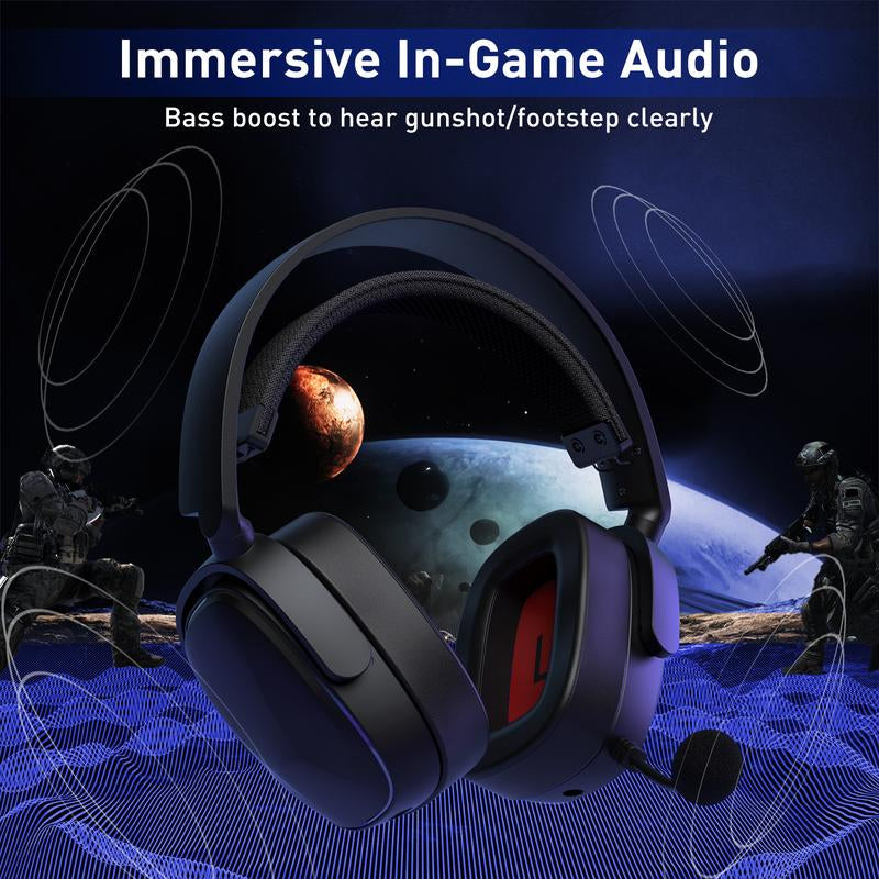 SENZER X100 2.4G Wireless Gaming Headset, Get Rid of the Wired Constraints, Soft and Comfortable Ear Cups, No Pressure on the Ears and Head, Suitable for PS4, PS5, PC, Can Be Connected to Different Devices via USB, BT, Cable. Audio Headphone