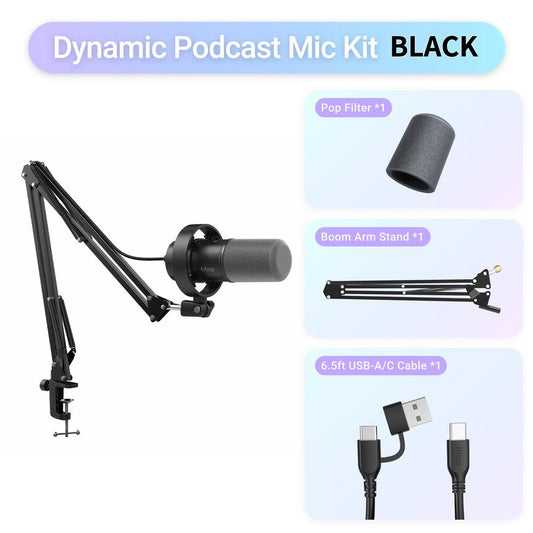 FIFINE K688CT USB/XLR Dynamic Podcast Microphone – Pro Mic Kit with Adjustable Boom Arm, Mute & Monitor for Streaming, Gaming, Vocal & Music Recording Audio, for PC Smartphone Mixer