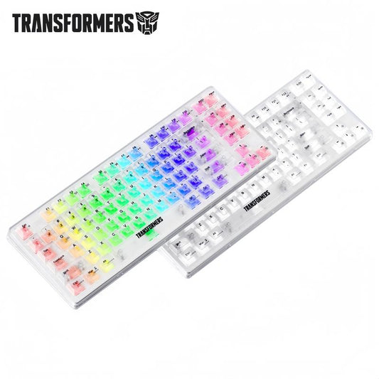 Transformers Monster Shaft Transparent Keycap Gaming Mechanical Keyboard Spacer Mechanical Keyboard Three Modes Bt5.0/2.4Ghz/Usb-C Hot-Swappable Wireless Keyboard 85 Keys RGB Backlight Gaming Keyboard Pre-Lubricated Linear Switch Keyboard for Win/Mac