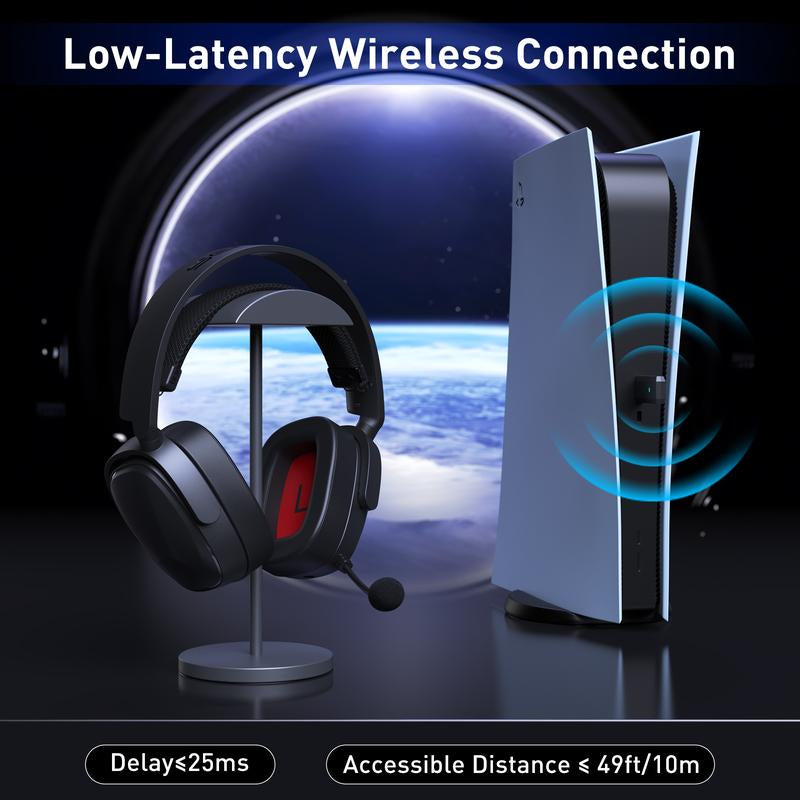 SENZER X100 2.4G Wireless Gaming Headset, Get Rid of the Wired Constraints, Soft and Comfortable Ear Cups, No Pressure on the Ears and Head, Suitable for PS4, PS5, PC, Can Be Connected to Different Devices via USB, BT, Cable. Audio Headphone