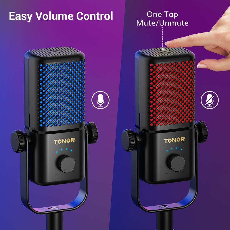 TONOR TCX3 Xbox Gaming Microphone - RGB Condenser Streaming Mic with Low Noise, Fast Charging, One Tap Mute, Compatible with Capture Card, 1.45 Pounds Cable Connection