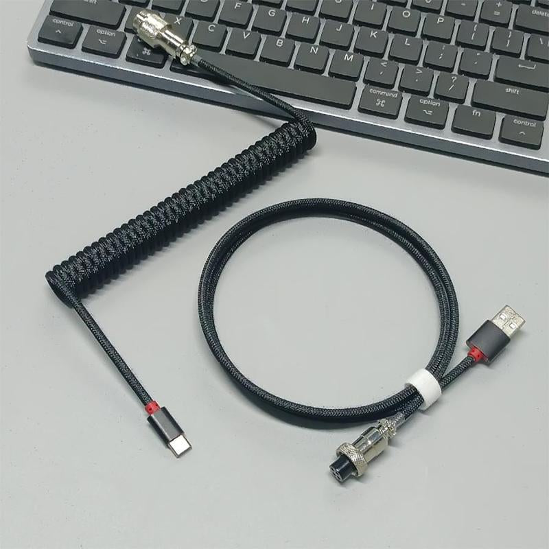 Braid Mechanical Keyboard Cable, 1 Count Plug-And-Play Gaming Keyboard USB Coiled Cable, Computer & Laptop Accessories