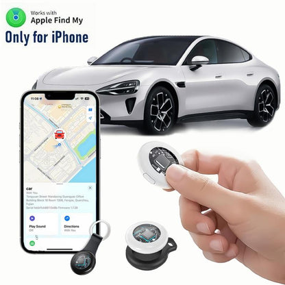 [Fall Deals] Tukio GPS Tracker for Cars & Pets - Mini Clear Design, Weatherproof Case, Anti-Lost Device, Works with Apple Find My Ios Only, IP67 Waterproof, Replaceable Battery Protection