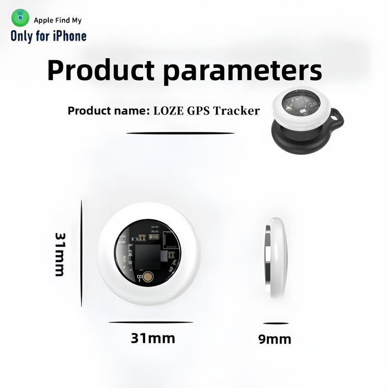 LOZE GPS Tracker, Pet Tracker, Car GPS Tracker, Mini Tracker, Clear Front Cover Design with Weatherproof Case - No Fee to Use - Best Invisible GPS Tracker, Anti-Lost Device, Works with Apple Find My (Ios Only)