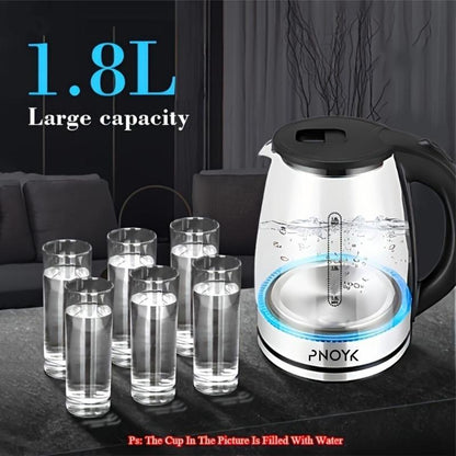 Electric Kettle Water Boiler, 2.0L Glass Tea Kettle with Wide Opening, Bright Blue LED Light,Glass Black， Auto Shut-Off & Boil-Dry Protection, 360° Swivel Base & Drip-Free Spout – Black，And Drip-Free Spout Outdoorfun Heaters