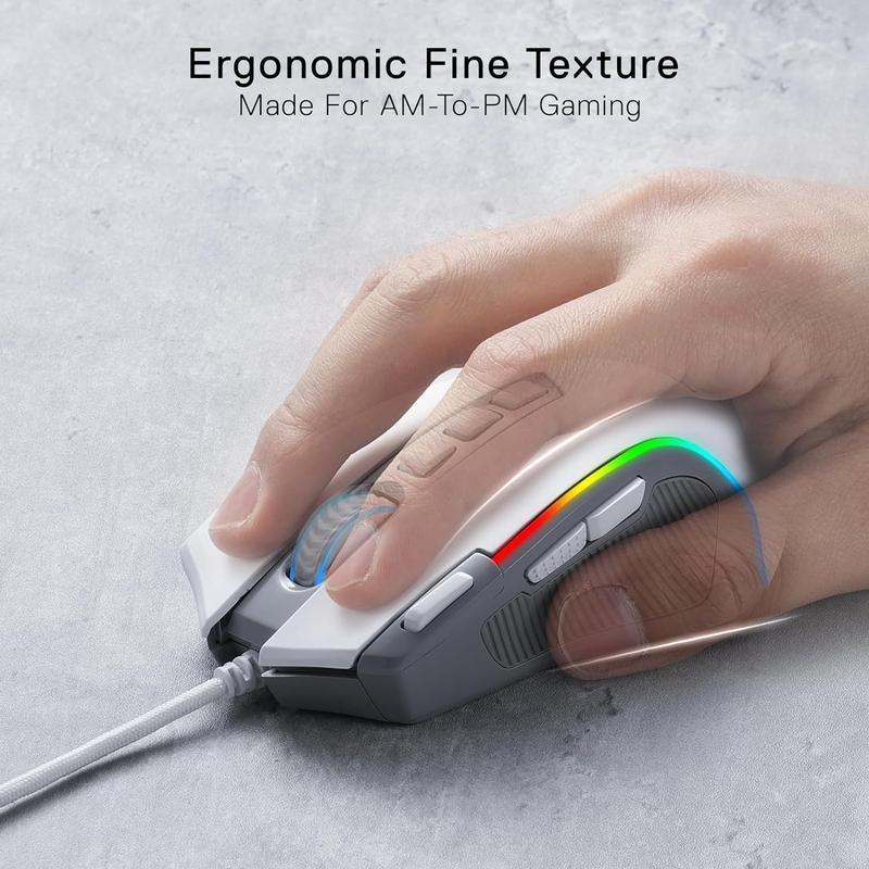 Redragon M612 Predator RGB Gaming Mouse, 8000 DPI Wired Optical Gamer Mouse with 11 Programmable Buttons & 5 Backlit Modes, Software Supports DIY Keybinds Rapid Fire Button