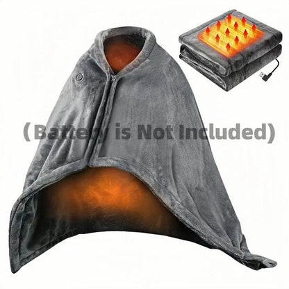 Portable USB Heated Blanket Shawl - 63'' X 33.5'' Wearable Electric Throw with 20000Mah Battery Pack | Adjustable 3 Heating Levels & Fast Heating | Machine Washable Dual-Sided Velvet Soft Wrap for Indoor/Outdoor Use at Home/Office/Travel