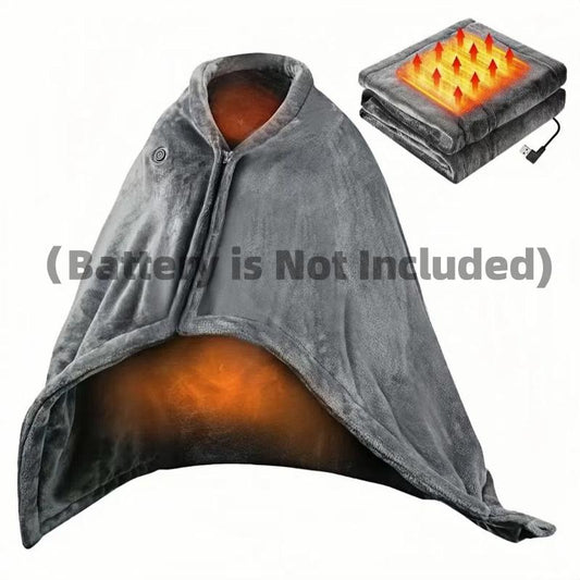 Portable USB Heated Blanket Shawl - 63'' X 33.5'' Wearable Electric Throw with 20000Mah Battery Pack | Adjustable 3 Heating Levels & Fast Heating | Machine Washable Dual-Sided Velvet Soft Wrap for Indoor/Outdoor Use at Home/Office/Travel