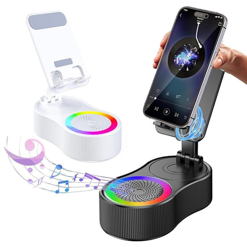 Wireless Audio Induction Bluetooth Speaker with Emergency Charging 5In1 Phone Holder Power Bank LED Nightlight for Tablet Iphone Android 5.3 Connectivity 1500Mah Battery 100Hz-20Khz Frequency Response New Design Durable Smart Device