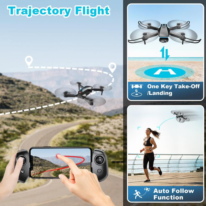 1080P HD Camera Drone for Beginners (Kids/Adults) - Foldable Mini Design, Stable Hover, Trajectory Flight, 90° Lens, 3D Flip, One Key Start Fpv Rechargeable Adjustable Cameravlogging