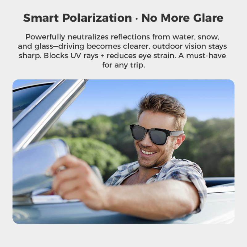 M01 Intelligent Camera and Video Glasses, Built-In High-Definition Camera, Equipped with Surround Sound Headphones and Speakers,And Have Smart Polarized Lenses That Block Blue Light. They Are Suitable for Daily Activities Such Work and Driving.