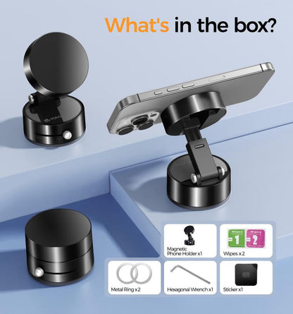 New-Magic JOHN 360° Magnetic Phone Holder Strong Magnetic Grip, Anti-Slip Base & Foldable Design for Car, Home & Travel