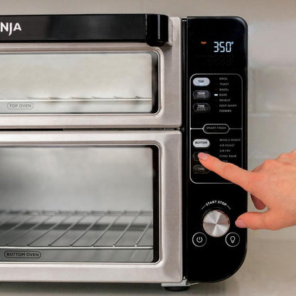 Ninja DCT401CO 14-In-1 Double Oven with Flexdoor - Countertop Dual Ovens for Quick Snacks & Full Course Meals with Smart Finish Technology