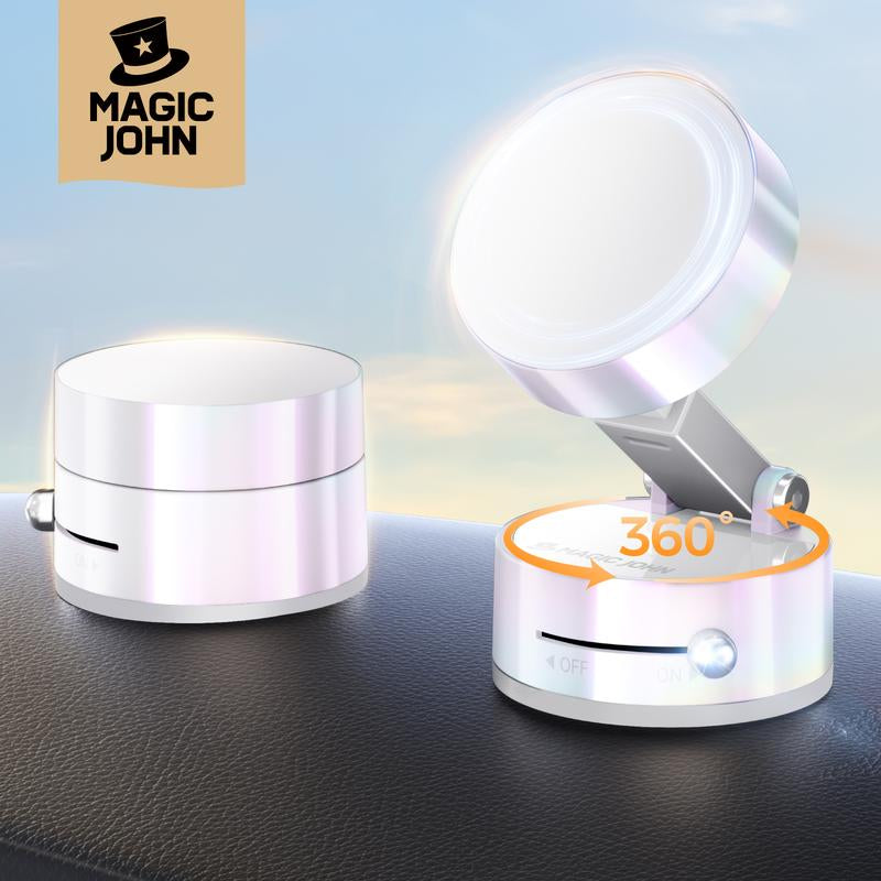 New-Magic JOHN 360° Magnetic Phone Holder Strong Magnetic Grip, Anti-Slip Base & Foldable Design for Car, Home & Travel
