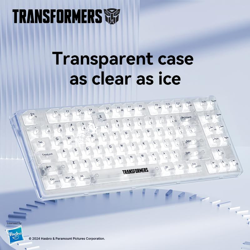 Transformers Monster Shaft Transparent Keycap Gaming Mechanical Keyboard Spacer Mechanical Keyboard Three Modes Bt5.0/2.4Ghz/Usb-C Hot-Swappable Wireless Keyboard 85 Keys RGB Backlight Gaming Keyboard Pre-Lubricated Linear Switch Keyboard for Win/Mac