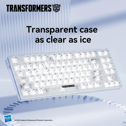 Transformers Monster Shaft Transparent Keycap Gaming Mechanical Keyboard Spacer Mechanical Keyboard Three Modes Bt5.0/2.4Ghz/Usb-C Hot-Swappable Wireless Keyboard 85 Keys RGB Backlight Gaming Keyboard Pre-Lubricated Linear Switch Keyboard for Win/Mac