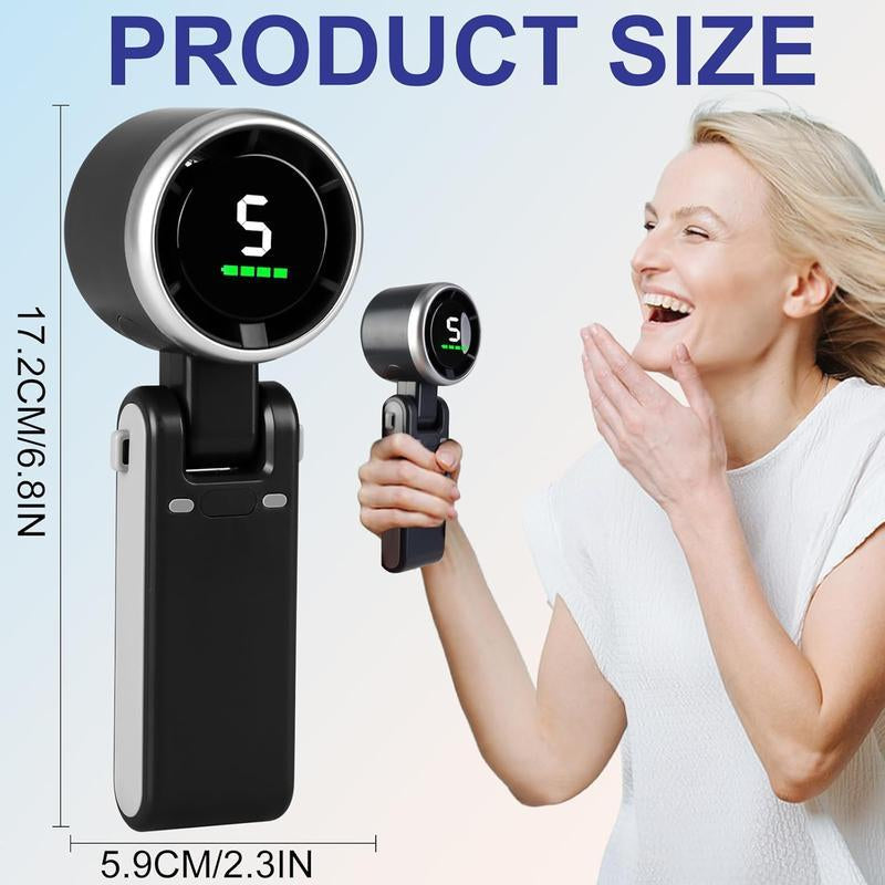 Portable Handheld Turbo Fan, 5 Gear Wind,4000Mah Battery Operated, up to 10 Working Hours, 3 in 1 Hand Fan Rechargeable with Air Turbo Tech Cooling Fan for Outdoor Activities, Travel, Working Fathersdaygift