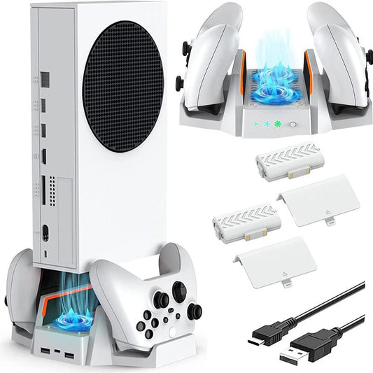Cooling Stand with Dual Cooling Fan for Xbox Series S, Dual Controller Charging Rack with LED Indicator, 3 Gears Adjustable Speed Low Noise Console Accessories, Gaming Products