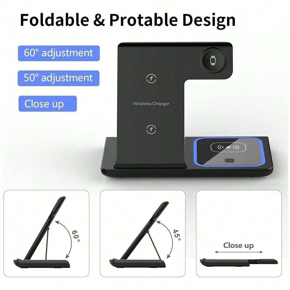 Wireless Charger for Iphone , Apple Watch Airpods 3 in 1 Charging Station Stand