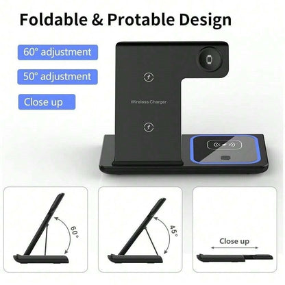 Wireless Charger for Iphone , Apple Watch Airpods 3 in 1 Charging Station Stand